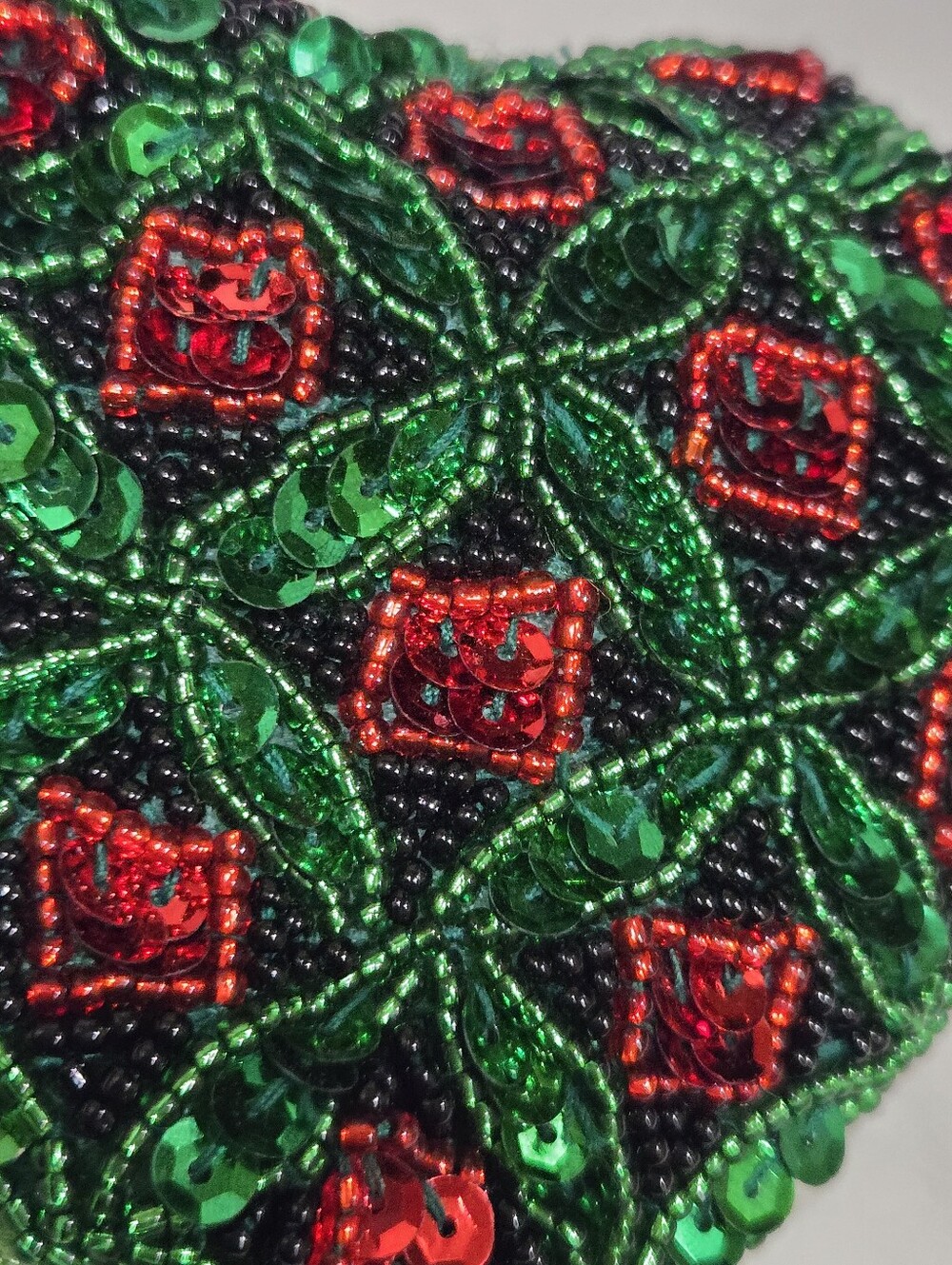 Vintage Beaded Heart Coin Purse with Keychain • NOS • 1990s–Early 2000s